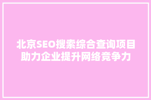 北京SEO搜索综合查询项目助力企业提升网络竞争力