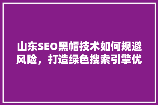 山东SEO黑帽技术如何规避风险，打造绿色搜索引擎优化步骤
