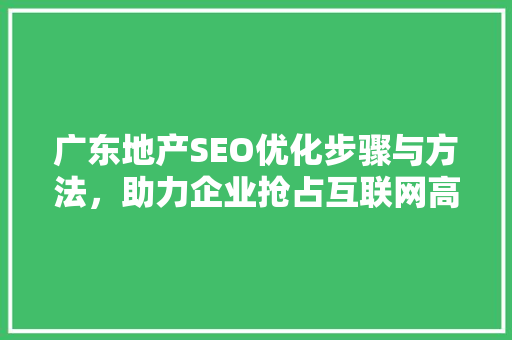 广东地产SEO优化步骤与方法，助力企业抢占互联网高地