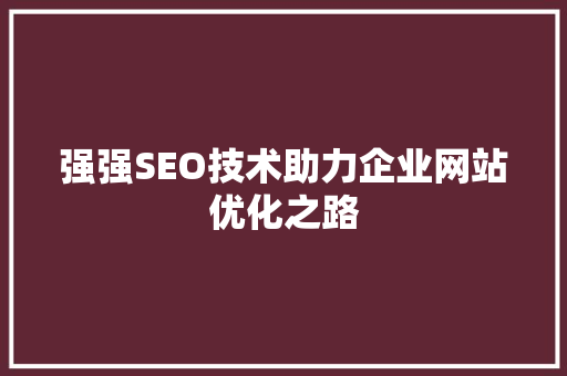 强强SEO技术助力企业网站优化之路