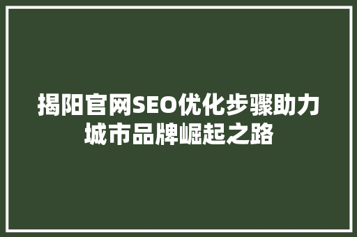 揭阳官网SEO优化步骤助力城市品牌崛起之路  第1张