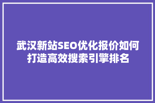 武汉新站SEO优化报价如何打造高效搜索引擎排名