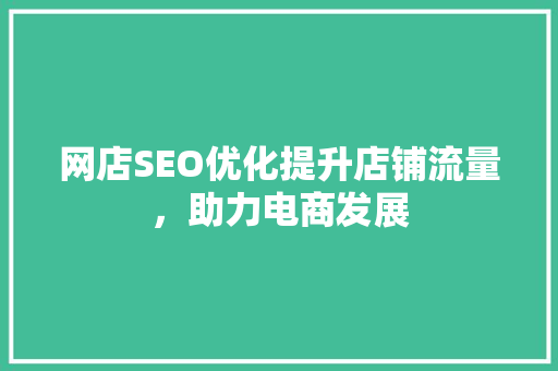 网店SEO优化提升店铺流量，助力电商发展  第1张