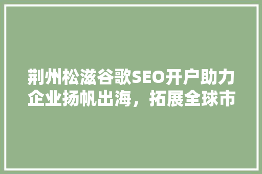 荆州松滋谷歌SEO开户助力企业扬帆出海，拓展全球市场