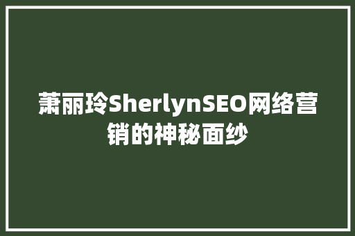 萧丽玲SherlynSEO网络营销的神秘面纱