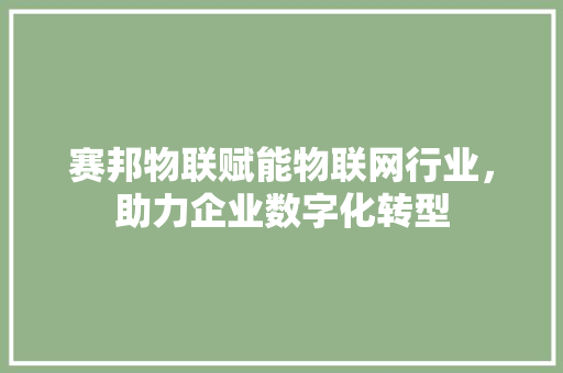 赛邦物联赋能物联网行业，助力企业数字化转型