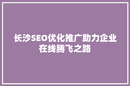 长沙SEO优化推广助力企业在线腾飞之路