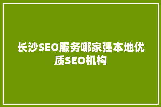 长沙SEO服务哪家强本地优质SEO机构