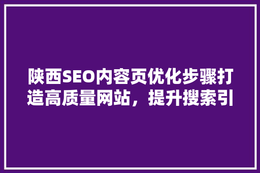 陕西SEO内容页优化步骤打造高质量网站，提升搜索引擎排名