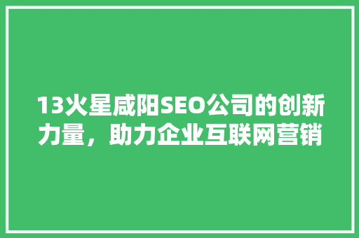 13火星咸阳SEO公司的创新力量，助力企业互联网营销新篇章
