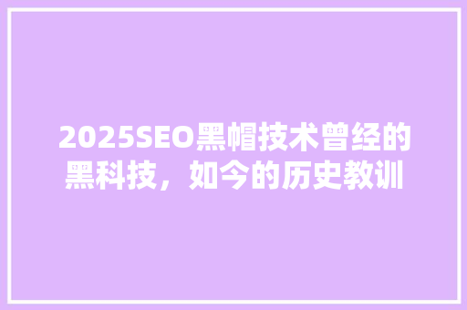 2025SEO黑帽技术曾经的黑科技，如今的历史教训