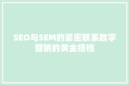 SEO与SEM的紧密联系数字营销的黄金搭档  第1张
