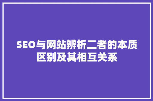 SEO与网站辨析二者的本质区别及其相互关系