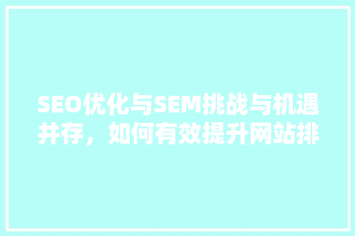SEO优化与SEM挑战与机遇并存，如何有效提升网站排名