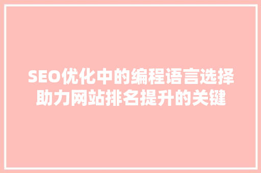SEO优化中的编程语言选择助力网站排名提升的关键