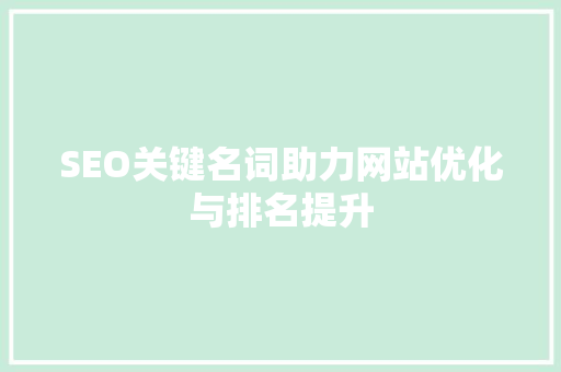 SEO关键名词助力网站优化与排名提升  第1张