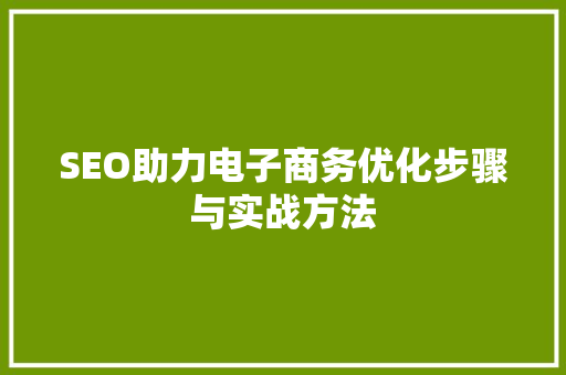SEO助力电子商务优化步骤与实战方法