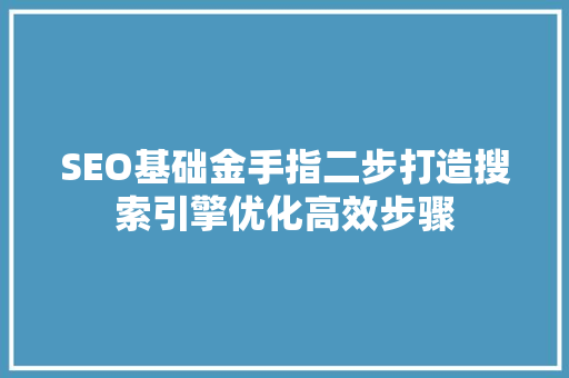 SEO基础金手指二步打造搜索引擎优化高效步骤