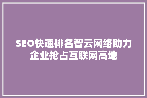 SEO快速排名智云网络助力企业抢占互联网高地