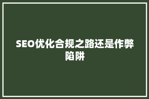 SEO优化合规之路还是作弊陷阱