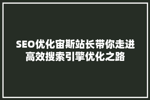 SEO优化宙斯站长带你走进高效搜索引擎优化之路