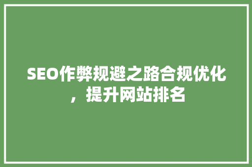 SEO作弊规避之路合规优化，提升网站排名
