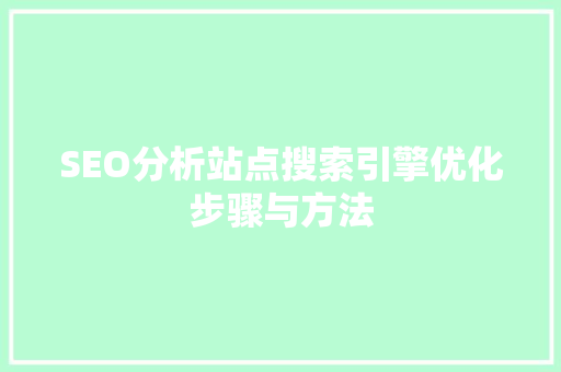SEO分析站点搜索引擎优化步骤与方法