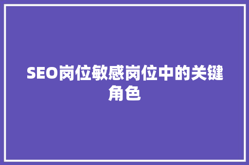 SEO岗位敏感岗位中的关键角色