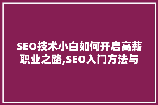 SEO技术小白如何开启高薪职业之路,SEO入门方法与薪资前景