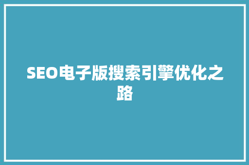 SEO电子版搜索引擎优化之路  第1张