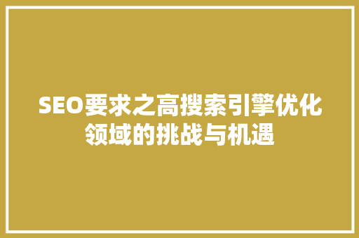 SEO要求之高搜索引擎优化领域的挑战与机遇