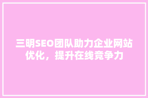 三明SEO团队助力企业网站优化，提升在线竞争力