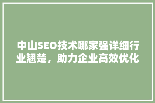 中山SEO技术哪家强详细行业翘楚，助力企业高效优化