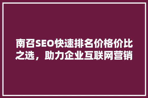 南召SEO快速排名价格价比之选，助力企业互联网营销