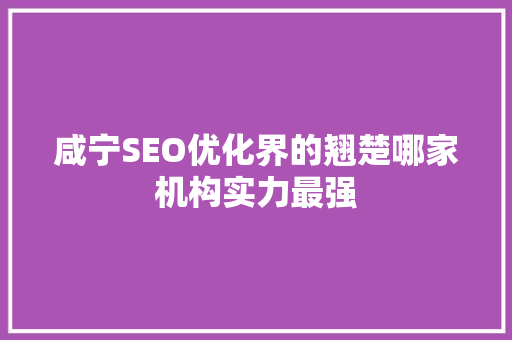 咸宁SEO优化界的翘楚哪家机构实力最强