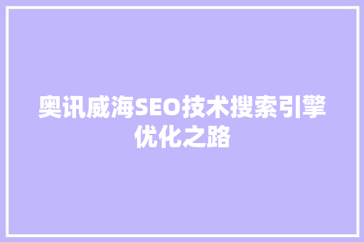 奥讯威海SEO技术搜索引擎优化之路