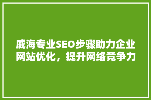 威海专业SEO步骤助力企业网站优化，提升网络竞争力