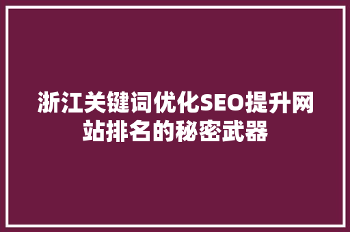 浙江关键词优化SEO提升网站排名的秘密武器