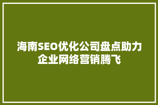 海南SEO优化公司盘点助力企业网络营销腾飞
