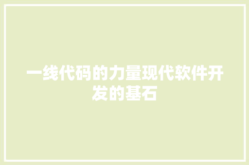 一线代码的力量现代软件开发的基石