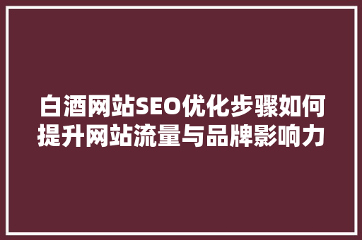 白酒网站SEO优化步骤如何提升网站流量与品牌影响力