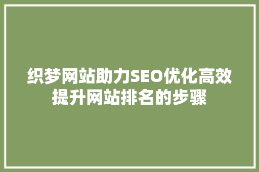 织梦网站助力SEO优化高效提升网站排名的步骤