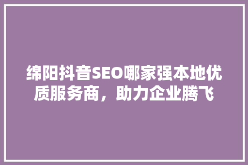 绵阳抖音SEO哪家强本地优质服务商，助力企业腾飞