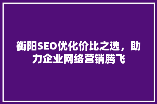 衡阳SEO优化价比之选，助力企业网络营销腾飞