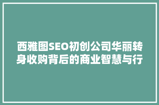 西雅图SEO初创公司华丽转身收购背后的商业智慧与行业趋势