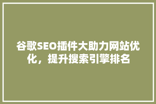 谷歌SEO插件大助力网站优化，提升搜索引擎排名