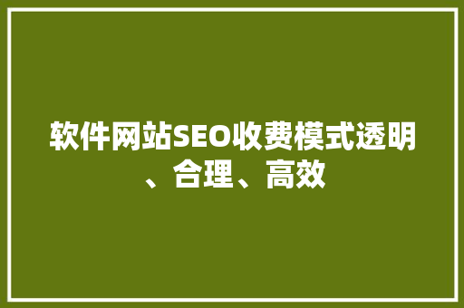 软件网站SEO收费模式透明、合理、高效