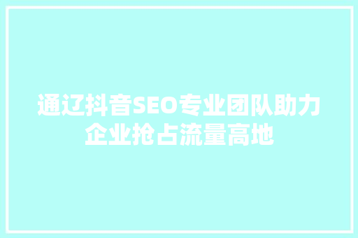 通辽抖音SEO专业团队助力企业抢占流量高地