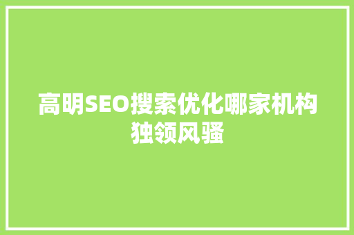 高明SEO搜索优化哪家机构独领风骚