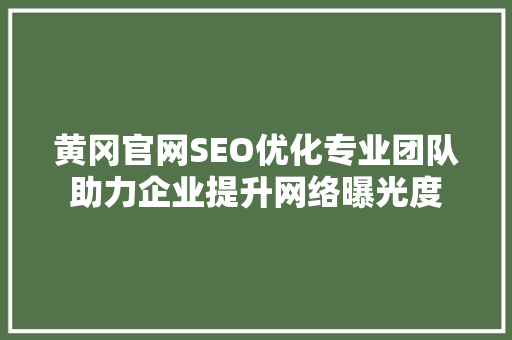 黄冈官网SEO优化专业团队助力企业提升网络曝光度